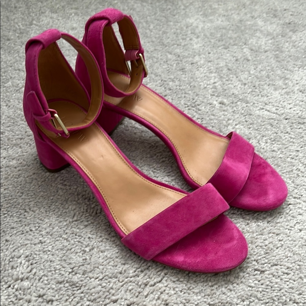 J. Crew Fuchsia Suede Block Heel Sandals